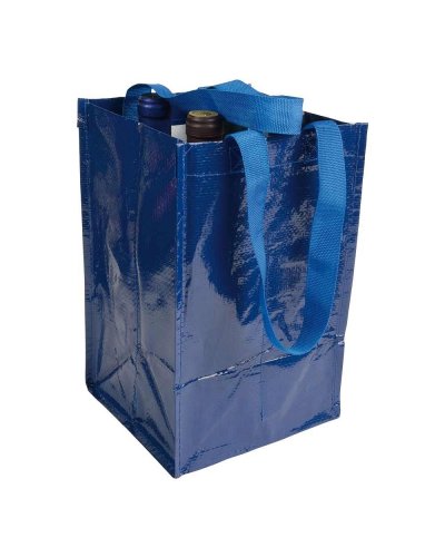 Shopper portabottiglie in propilene laminato 4 posti Blu scuro