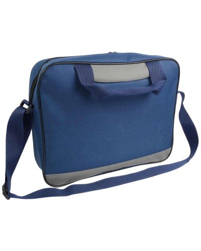 CARTELLA PORTADOCUMENTI CON CHIUSURA LAMPO Blu Scuro/Grigio