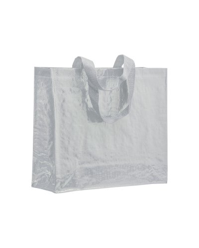 Shopper in polipropilene laminato con manici a nastro Bianco