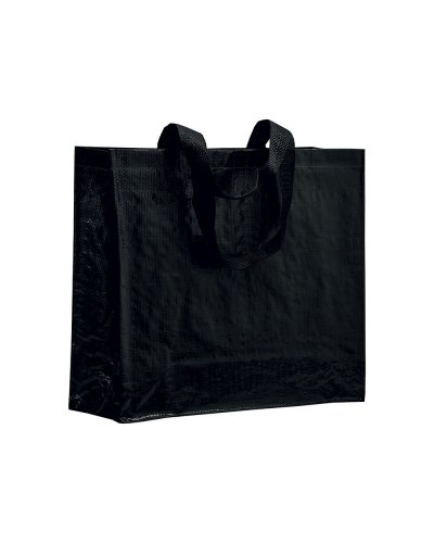 Shopper in polipropilene laminato con manici a nastro Nero