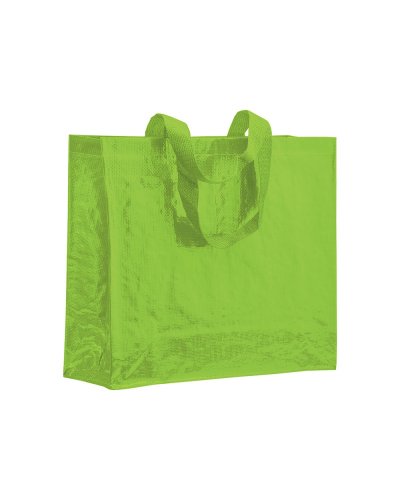 Shopper in polipropilene laminato con manici a nastro Verde mela