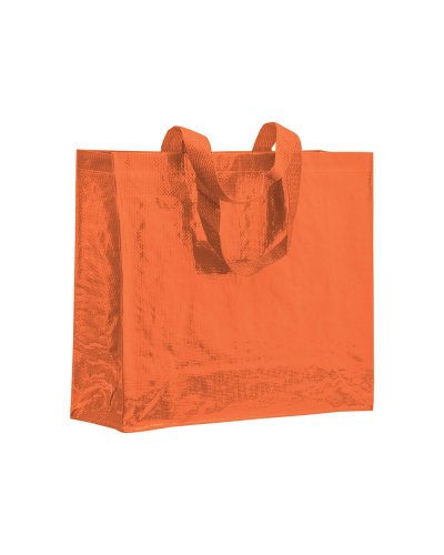 Shopper in polipropilene laminato con manici a nastro Arancione