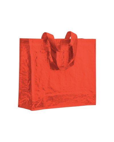 Shopper in polipropilene laminato con manici a nastro Rosso