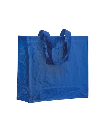 Shopper in polipropilene laminato con manici a nastro Blu Royal