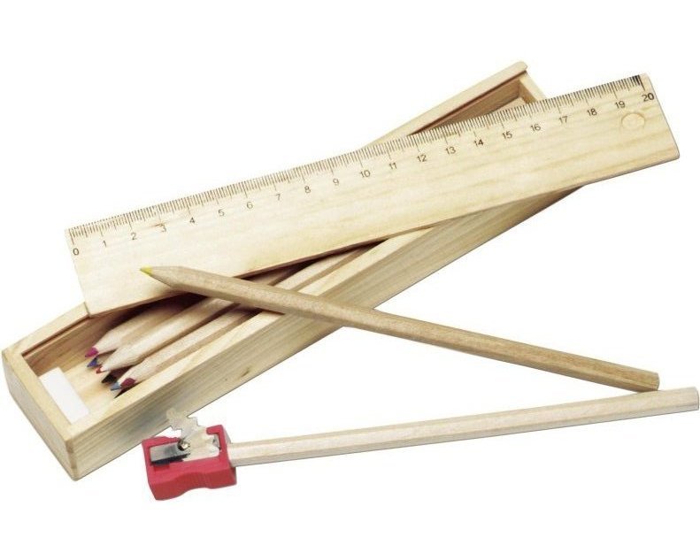 Set da disegno carmelita | scatola di legno