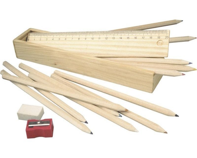 Set da disegno carmelita | scatola di legno