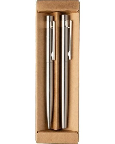 Set da scrittura fritz | acciaio inox riciclato | penna a sfera twist e rollerball