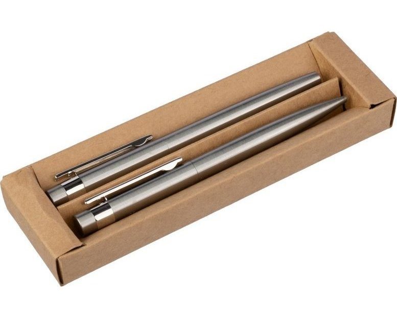Set da scrittura fritz | acciaio inox riciclato | penna a sfera twist e rollerball