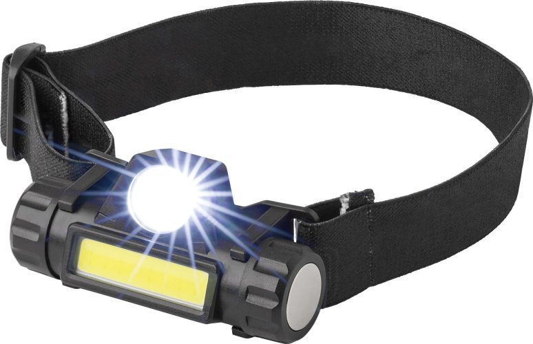 Torcia frontale mina | plastica | led + cob | ricaricabile usb-c