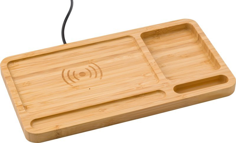 Caricatore wireless faye | bambù | organizer da scrivania