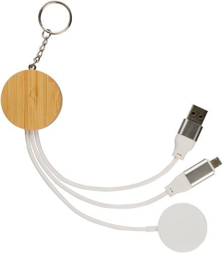 Portachiavi con cavi di ricarica mei | bambù | con caricatore per smartwatch