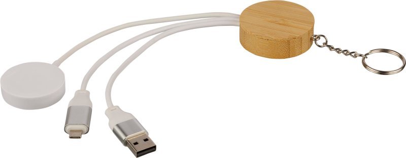 Portachiavi con cavi di ricarica mei | bambù | con caricatore per smartwatch