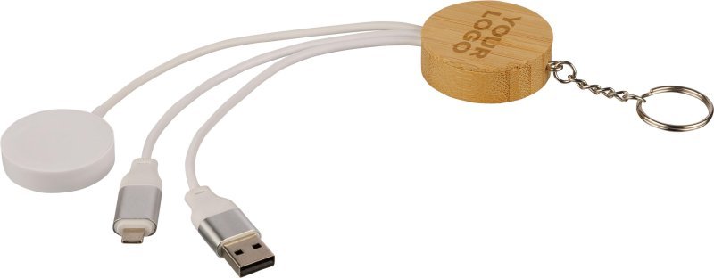 Portachiavi con cavi di ricarica mei | bambù | con caricatore per smartwatch