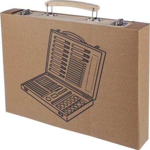 Set da disegno thessaly | valigetta in legno | 66 pezzi