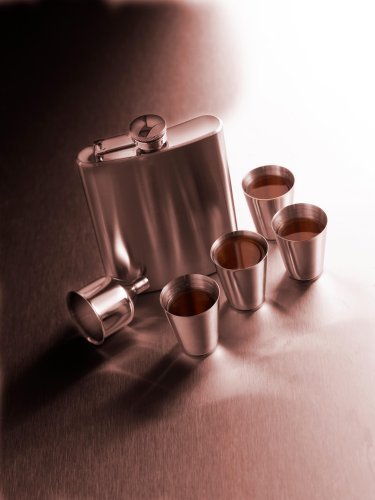 Set fiaschetta brittany | inox 304 | 220 ml | 4 bicchieri