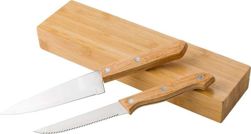 Set di coltelli tony | bambù | 2 pz | scatola magnetica