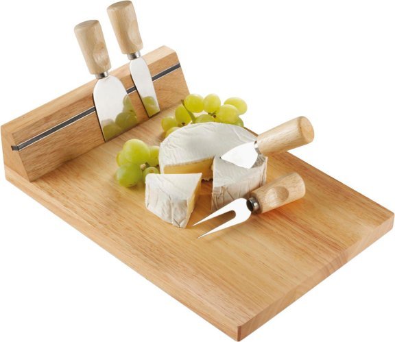 Set tagliere formaggi arlo | legno di gomma | 4 pz