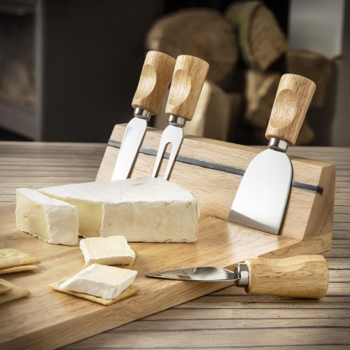 Set tagliere formaggi arlo | legno di gomma | 4 pz