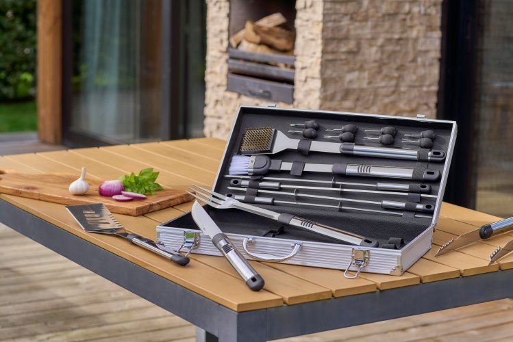 Set da barbecue dawn | acciaio inox | valigetta
