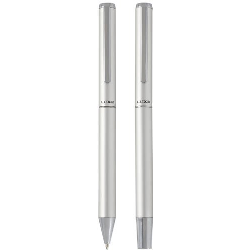 Set regalo con penna a sfera e penna roller in alluminio riciclato lucetto (inchiostro nero)