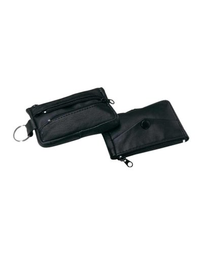 Pochette in pelle con portachiavi ad anello