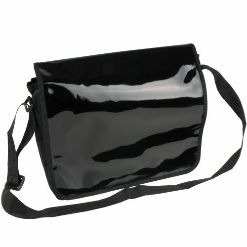 Cartella in poliestere 600d con tracolla regolabile e patta in pvc lucido