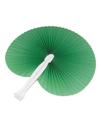 Ventaglio in carta colorata con manico in plastica bianca, lunghezza c Verde