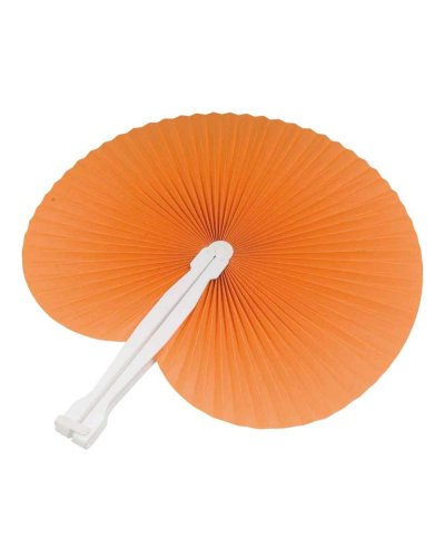 Ventaglio in carta colorata con manico in plastica bianca, lunghezza c Arancione