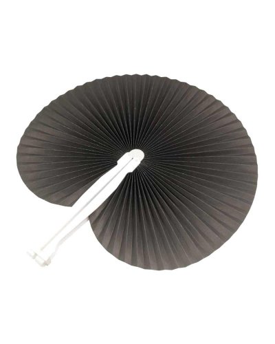 Ventaglio in carta colorata con manico in plastica bianca, lunghezza c Nero