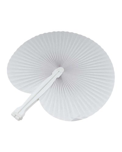 Ventaglio in carta colorata con manico in plastica bianca, lunghezza c
