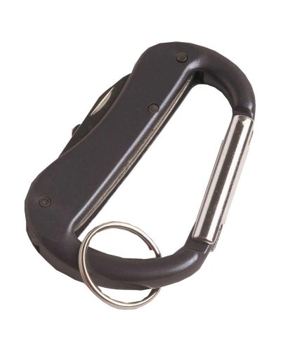 Portachiavi  a moschettone con forbici coltellino e apribottiglie Nero