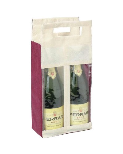 Portabottigle in tnt con finestra Bordeaux