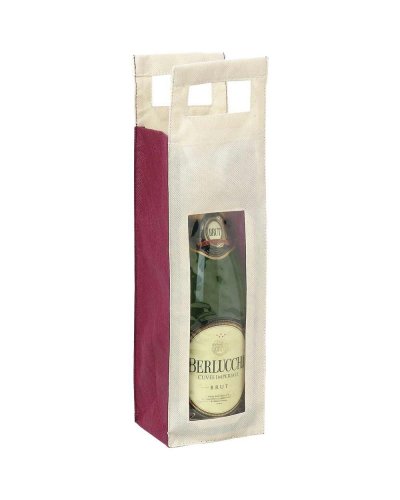 Portabottiglia in tnt con finestra Bordeaux