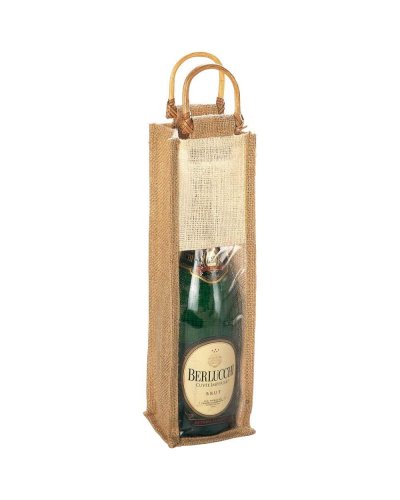 Borsa portabottiglia con manici in bamboo Naturale