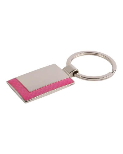 Portachiavi rettangolare in metallo Fucsia