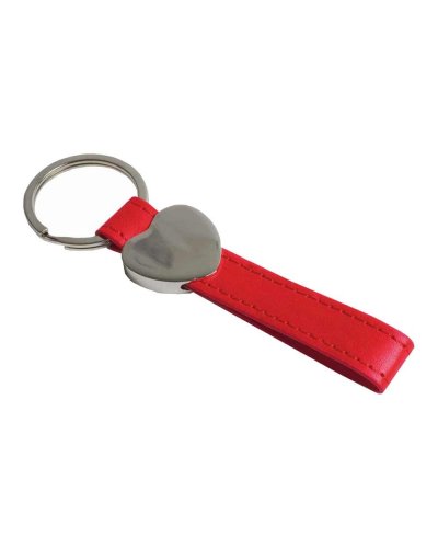 Portachiavi con cuore in metallo Rosso