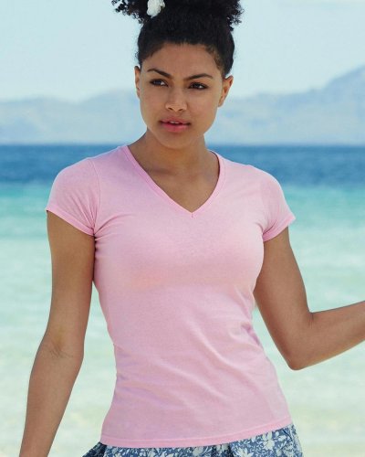 T-shirt Lady-Fit Value Weight scollo a V