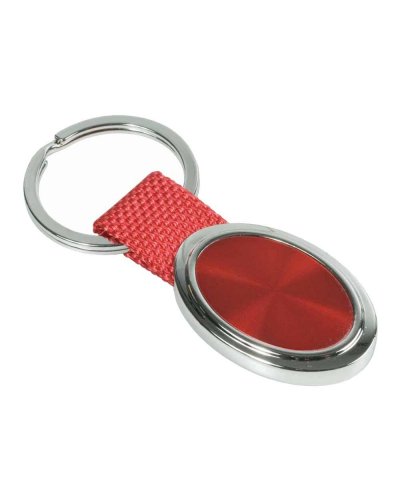 Portachiavi ovale in metallo cangiante Rosso