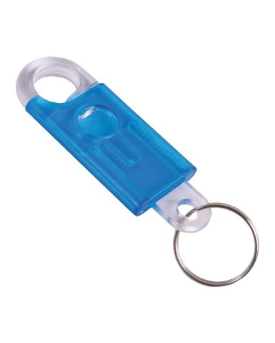 Portachiavi in plastica con moschettone Celeste