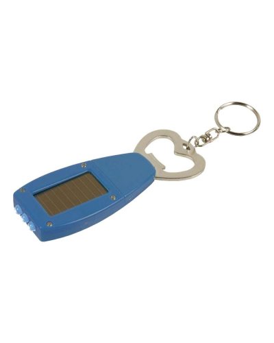 Portachiavi con torcia led a carica solare e apribottiglie Blu scuro
