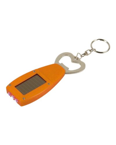 Portachiavi con torcia led a carica solare e apribottiglie Arancione