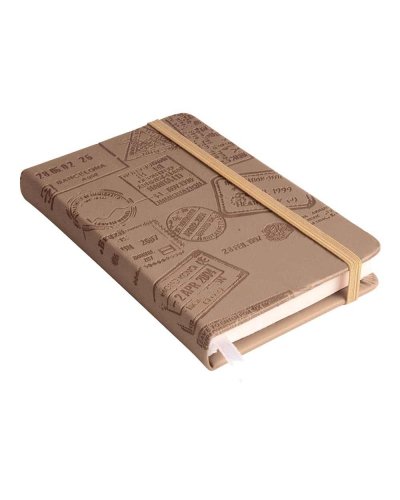 Quaderno con chiusura ad elastico e tasca interna Marrone
