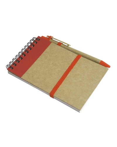 Block notes in carta riciclata con penna Rosso