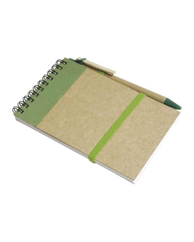 Block notes in carta riciclata con penna Verde