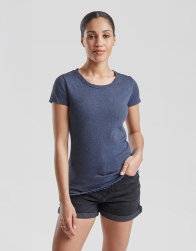 Fruit of the Loom T-shirt donna cotone Lady-Fit girocollo bianca