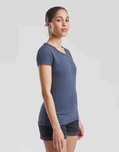 Fruit of the Loom T-shirt donna cotone Lady-Fit girocollo bianca