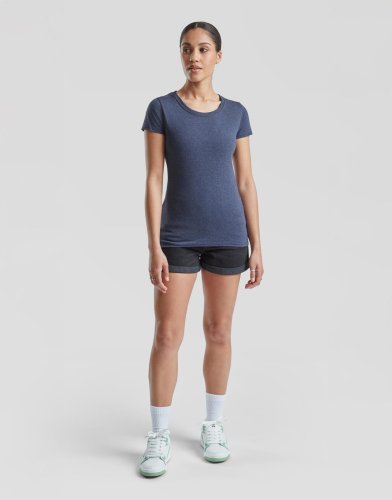 Fruit of the Loom T-shirt donna cotone Lady-Fit girocollo bianca