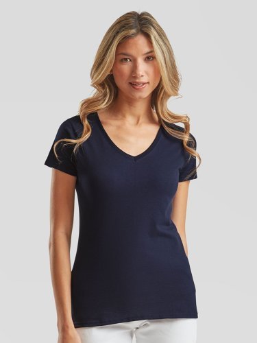 Fruit of the Loom T-shirt donna scollo V cotone leggero 165g