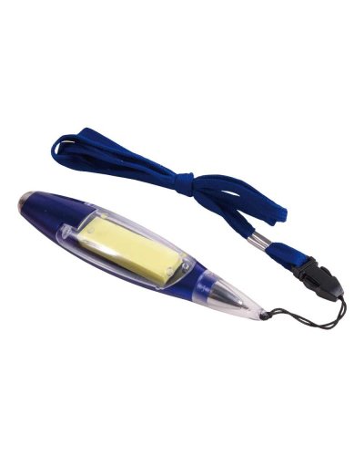 Penna multifunzione con luce cordino e post it Blu scuro