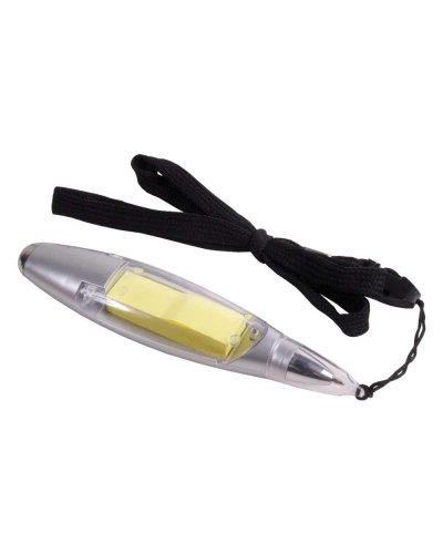 Penna multifunzione con luce cordino e post it Argento